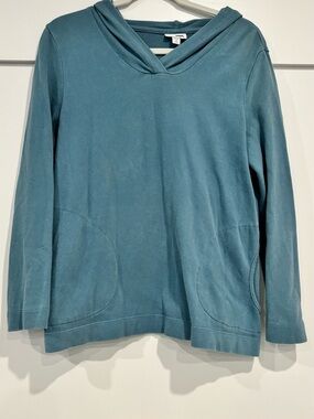 J. Jill Teal Blue Hooded Sweatshirt